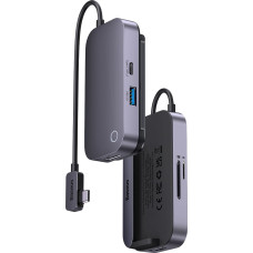 Baseus 6in1 PadJoy HUB USB porta sadalītājs planšetdatoram viedtālrunim USB-C HDMI SD TF tumši pelēks