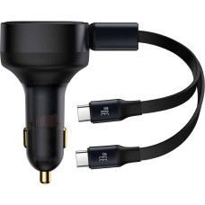 Baseus 2in1 Auto lādētājs 33W 2x USB-C Enjoyment melns