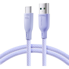 Joyroom Daudzkrāsu sērijas USB-A — USB-C kabelis 100 W ātra pārsūtīšana 1 m violeta