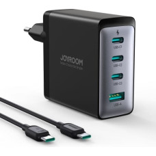 Joyroom GaN sienas lādētājs ar USB-C kabeli 3x USB-C USB-A 100W melns