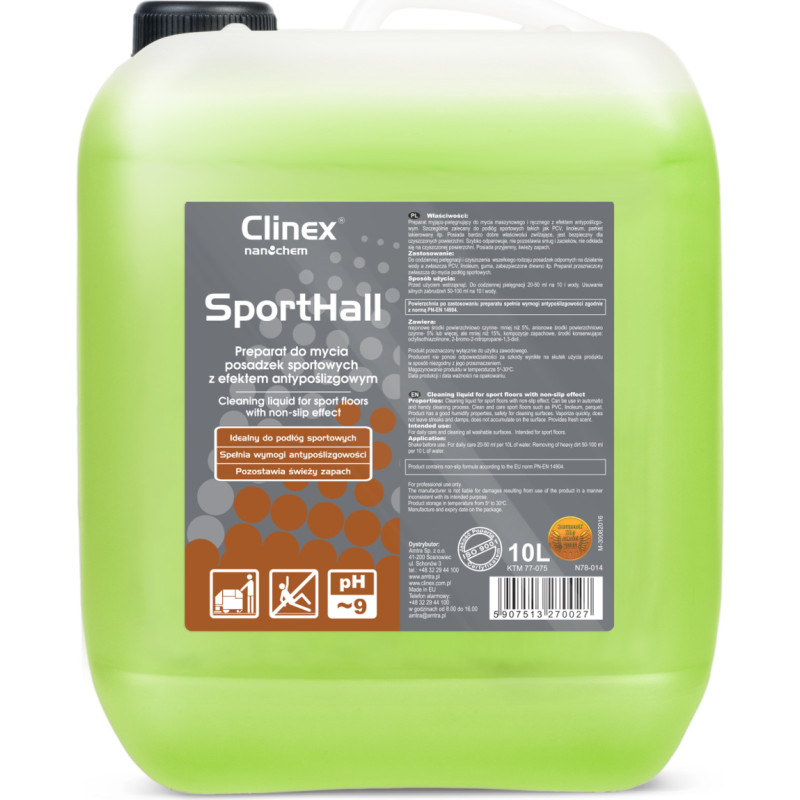 Clinex Pretslīdes šķidrums PVC linoleja parketa tīrīšanai sporta hallēs SportHall 10L