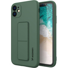 Wozinsky Silikona maciņš iPhone 12 Kickstand Case, tumši zaļš