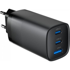 Gembird TA-UC-PDQC65-01-BK 3-port 65 W GaN USB PowerDelivery fast charger, black