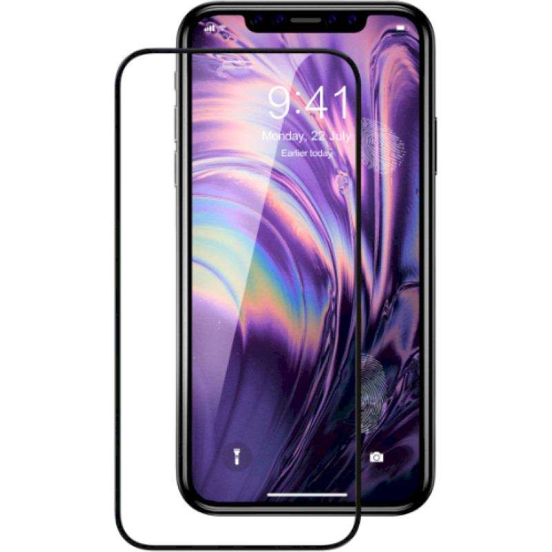 Fusion Full Glue 5D Tempered Glass Aizsargstikls Pilnam Ekrānam Apple iPhone XS Melns