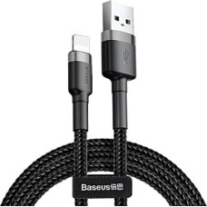 Baseus Cafule kabelis izturīgs neilona pīts vads USB | Lightning QC3.0 2.4A 0,5M melns-pelēks (CALKLF-AG1)