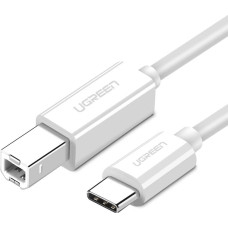 USB 2.0 C-B UGREEN US241 ar 1,5 m printera kabelis (balts)