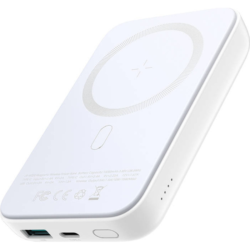 Joyroom power bank 10000mAh 20W Power Delivery Quick Charge magnetyczna wireless Qi charger 15W for iPhone MagSafe compatible white (JR-W020 white)