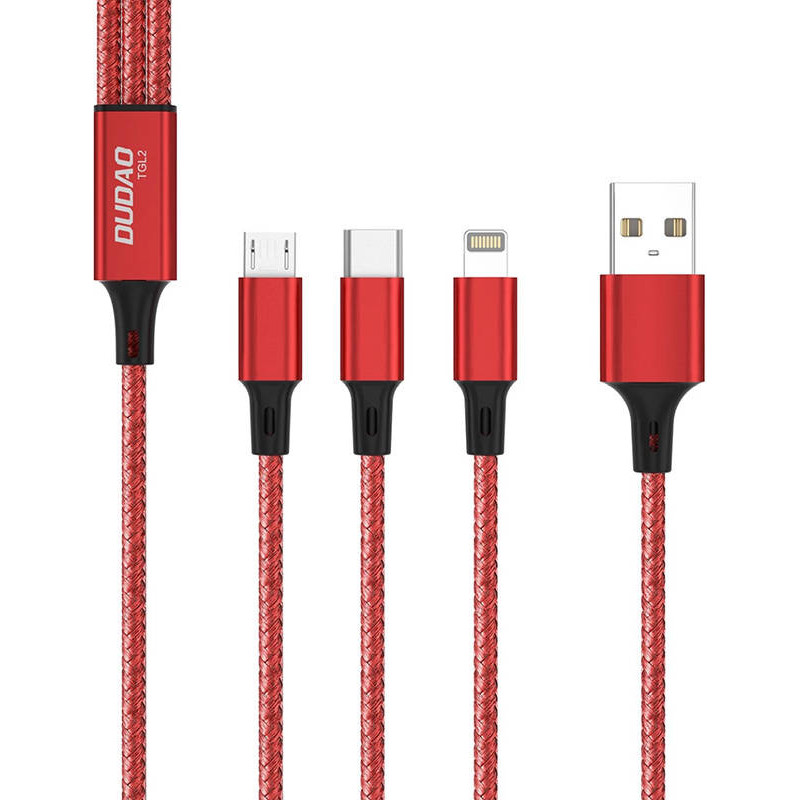 Dudao cable, USB 3in1 cable - USB Type C, micro USB, Lightning 6A - black (TGL2)