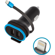 Forever CC-02 car charger 2x USB 3A black with Lightning cable 0,2 m