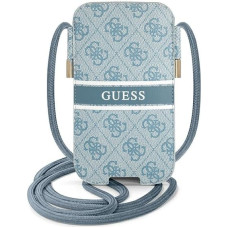 Guess PU 4G Printed Stripe Pouch L Blue