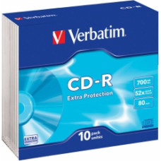 Matricas CD-R Verbatim 700MB 1x-52x Extra Protection Surface 10 Pack Slim