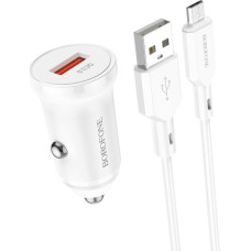 Borofone Car charger BZ18 - USB - QC 3.0 18W with USB to Micro USB cable white