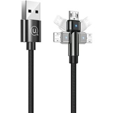 USAMS Kabel pleciony obrotowy U60 2A microUSB czarny|black 1m SJ478USB01 (US-SJ478)