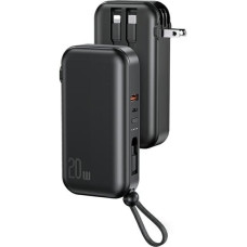 USAMS Powerbank PB63 3in1 10000mAh 20W Quick Charge US+EU Plug + Cables USB-C|Lightning|MicroUSB czarny|black 10KCD17201 (US-CD172)