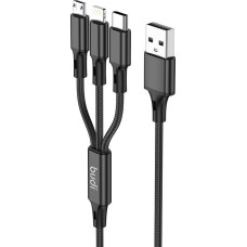 Budi 3in1 USB to USB-C | Lightning | Micro USB Cable 1m (Black)