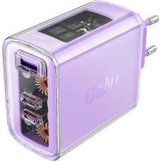 Acefast charger GaN 65W 3 ports (1xUSB, 2xUSB C) purple (A45)