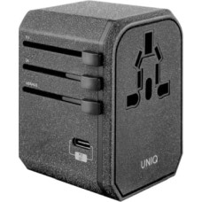 Uniq Load. network. Voyage World Adapter 33W + 2xUSB + PD 18W + QC 3.0 grey|charcoal gray (LITHOS Collective)