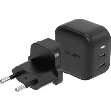 Energea ład. siec. 2xUSB-C PD-PPS 45W 2C czarny|black US+EU Travelite GAN45