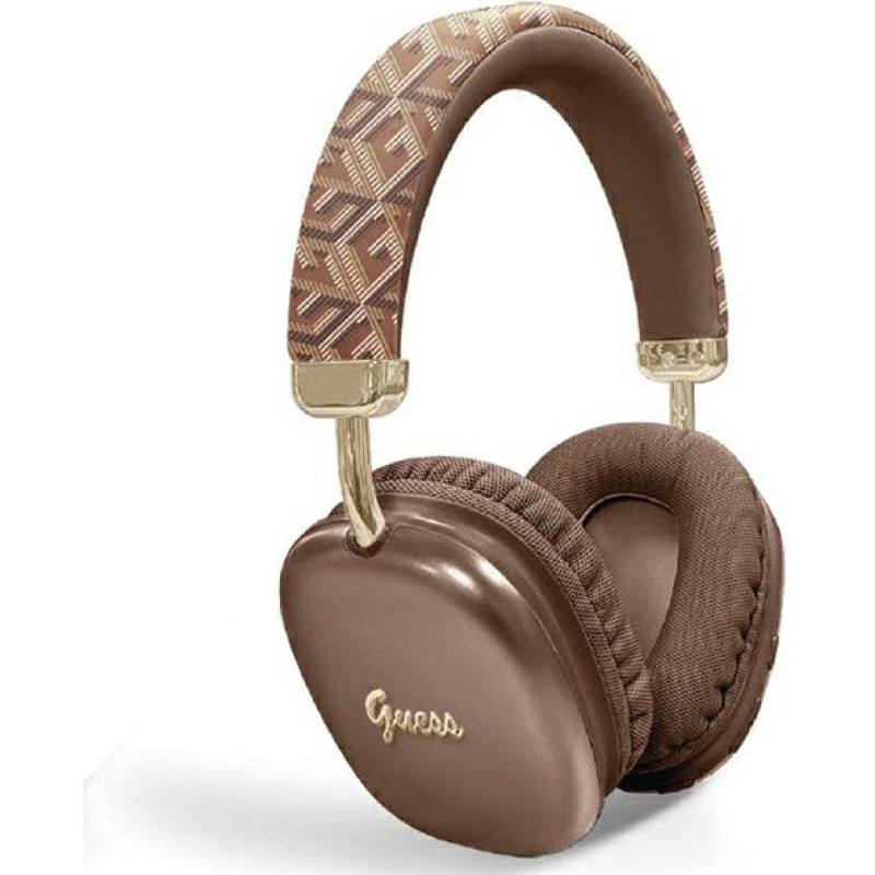 Guess słuchawki nauszne Bluetooth GUBHK1GCTCSW brązowy|brown Gcube Metallic Script Logo