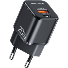 Rocoren Wall charger MiniGaN Rocoren USB-C, USB, 20W (black)