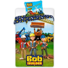 Kokvilnas gultas veļa 140x200 Bob the Builder 8764 draugi transportlīdzekļi celtniecības mašīnas instrumenti