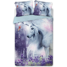 Kokvilnas gultas veļa 160x200 Unicorn Calico 8770 Unicorn zirga ponijs purpursarkana lavandas jaunība