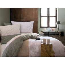 Kokvilnas gultas veļa 200x220 Frey viršu pelēki bēša ģeometrija Cottonlove Exclusive austrumnieciska