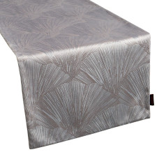 Galdauts 40x140 Goja sudraba galda skrējējs Ginkgo lapas Pierre Cardin ar spīdīgu velūra apdruku