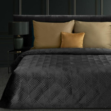 Dekoratīvais gultas pārklājs 280x260 Victoria 2A melnā velūra ģeometrija Limited Collection