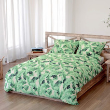 Kokvilnas pakaiši 180x200 Planta smilškrāsas zaļas lapas Kokvilna 3