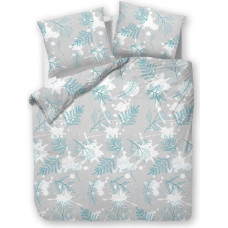 Kokvilnas gultas veļa 220x200 pelēkas tirkīza lapas 71462/1 Cottonlove 3