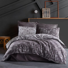 Kokvilnas gultasveļa 220x200 pavasara antracīta ziedi žakarda Cottonlove Jacquard