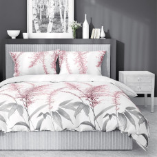 Satīna gultasveļa 160x200 rozā pelēki ziedi 4246 A Home Satin 11