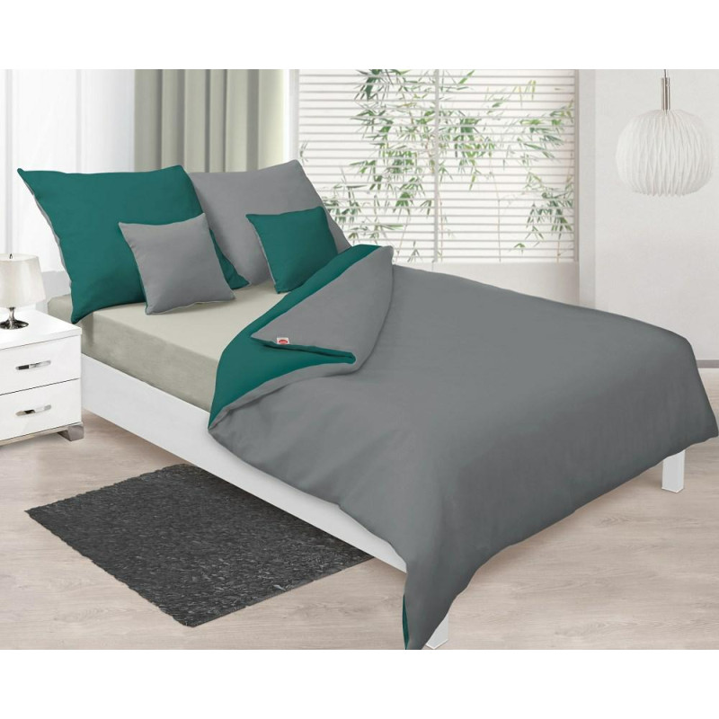 Satīna gultas veļa 160x200 Double Face zaļš tumšs grafīts 34+44 KG