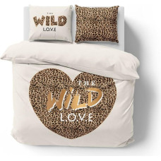 Kokvilnas gultas veļa 220x200 Wild love bēša pantera 4097 A 2 spilvendrānas 70x80 Holland 129
