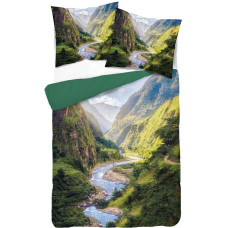 3D mikrošķiedras gultas veļa 160x200 Mountains green 4216 A Magic 2