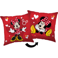 Dekoratīvais spilvens 35x35 Minnie Hearts 03 sarkans abpusējs