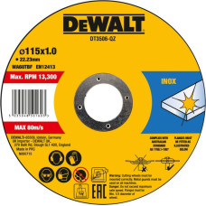Dewalt-Akcesoria nerūsējošā tērauda griešanas disks 115x22,23x1,0 mm DeWalt [DT3506-QZ]