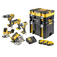 Dewalt-Maszyny Combo DCD796+DCF887+DCS335+DCS570+DCL050 akumulatora instrumentu komplekts, 18V XR, DeWalt [DCK500P3T-QW] 3x5.0Ah, Li-Ion, TSyes