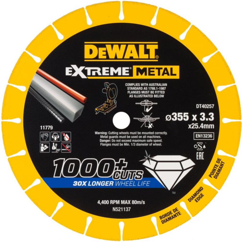 Dewalt-Akcesoria Dimanta disks tērauda griešanai, 355/25,4 / 3,3 mm, EXTREME® METAL sērija, DeWalt [DT40257-QZ]