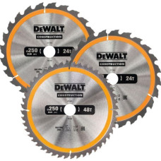 Dewalt-Akcesoria 3 zāģa asmeņu komplekts kokam 250/30mm, CONSTRUCTION sērija DEWALT [DT1963-QZ]