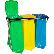Gsg24 Statīvu turētājs 120L atkritumu maisiem šķirošanai - 3 veidu atkritumi