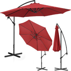 Uniprodo Dārza lietussargs uz rokas, apaļš noliecams, diam. 300 cm sarkanbrūns