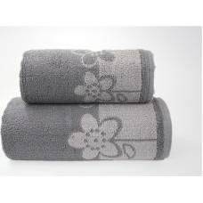 Dvielis Paloma 2 50x100 pelēki ziedi 450g/m2