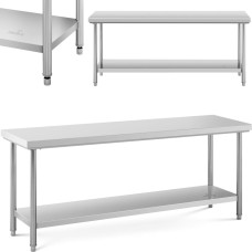 Royal Catering Centrālais gastronomijas darba galds ar plauktu STEEL 200 x 60 cm