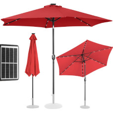 Uniprodo Apaļi noliecams dārza lietussargs ar kloķi, LED apgaismojums, diam. 300 cm sarkans