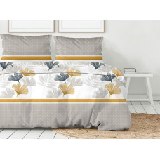 Kokvilnas gultasveļa 220x200 Medus bēša Premium lapas