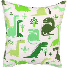 Kokvilnas spilvendrāna 50x60 1197E balta Dinosaurs olīvzaļa
