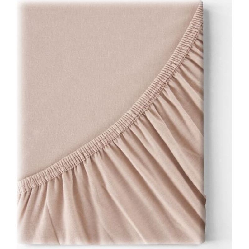 Džersija palags 3 ar elastīgo joslu 240x220 bēšs augstajam matracim 30 cm 140 g/m2