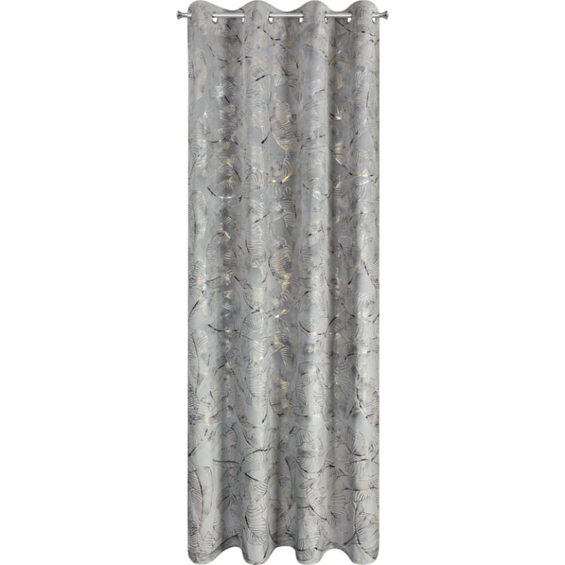 Aizkars 135x250 Odeta tērauda pelēks ar šampanieša apdruku, gatavs ar cilpām